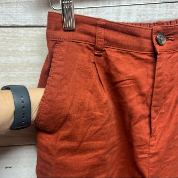 Uniqlo Pants Womens XS Rust Brown Cropped Linen‎ Blend High Waist Wide Leg - Picture 4 of 11